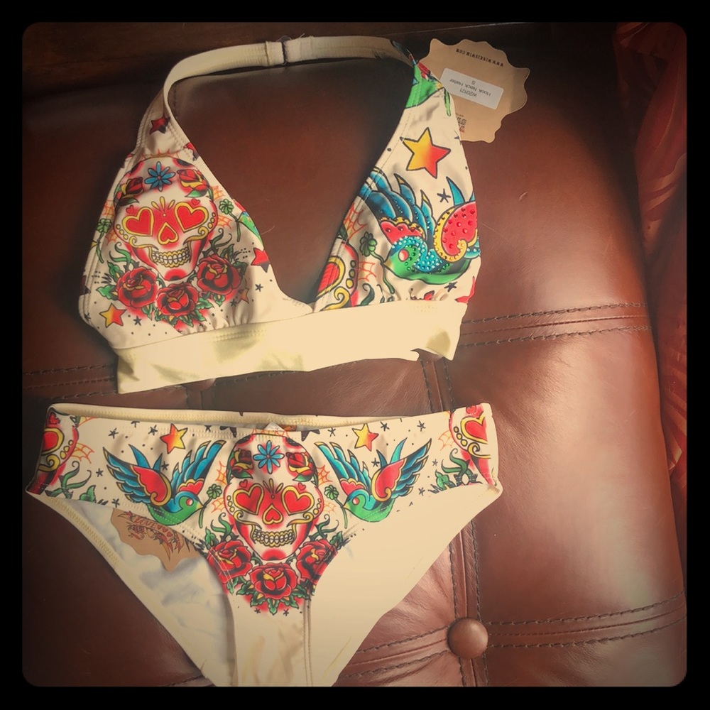 Traditional tattoo design bikinis